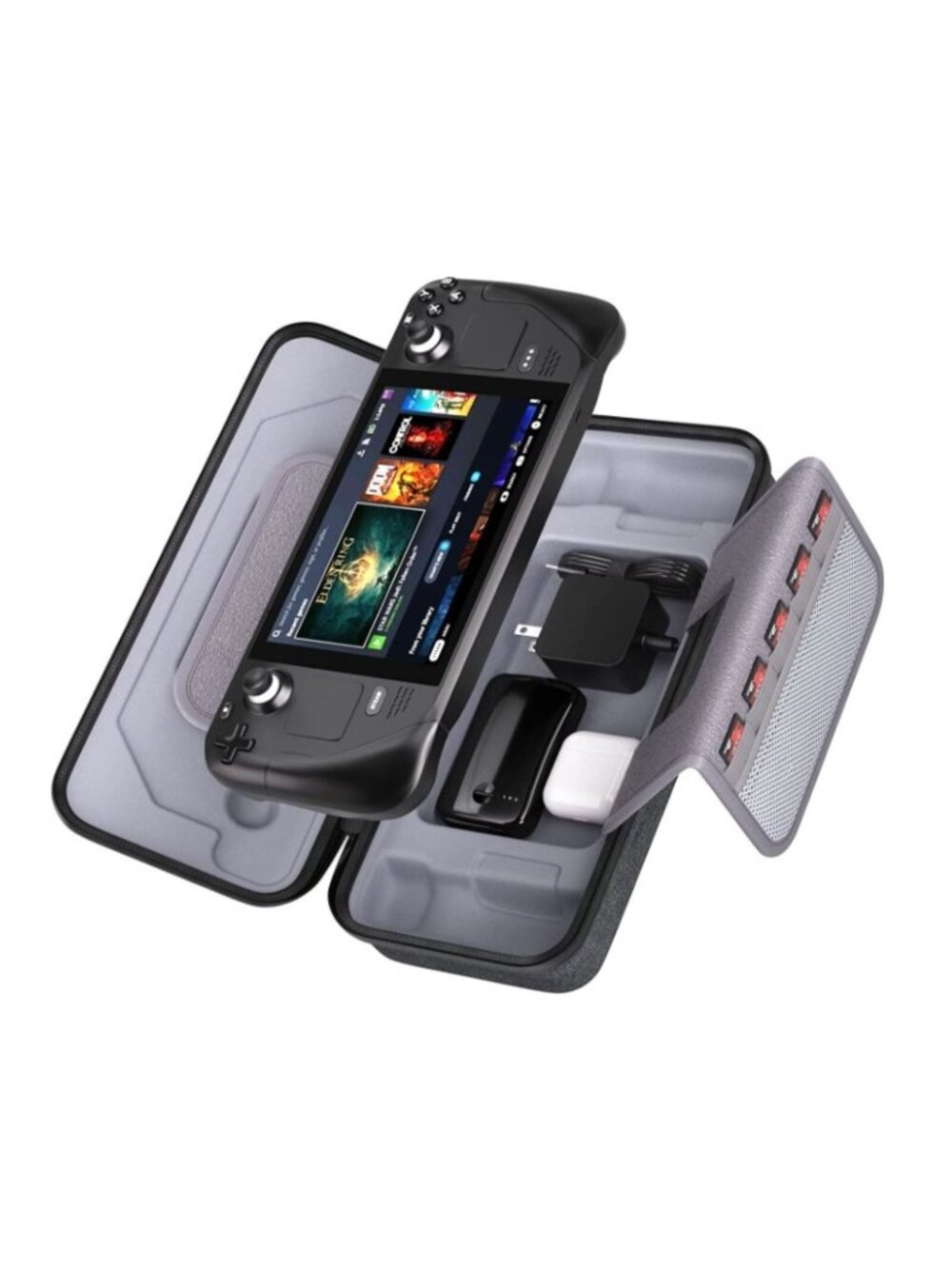Steam Deck Carrying Case – Hard Shell Travel Bag with Charger Storage Stand Base